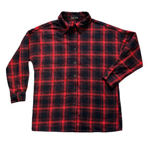 🛍️ SHEIN Red Black Checkered Button-Down Womens Size XS
